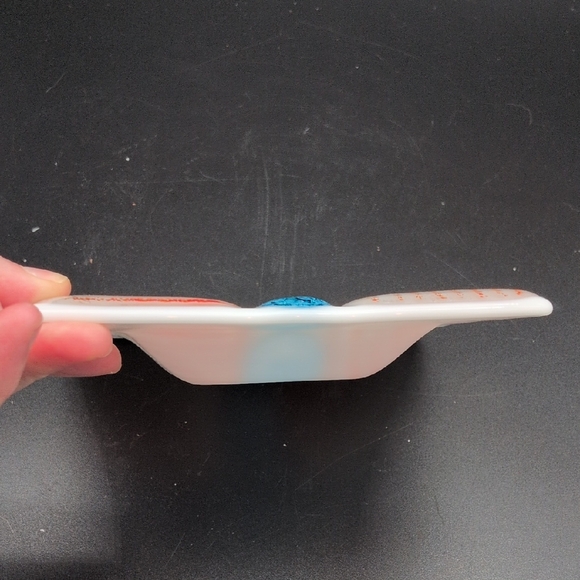 Colorful Blue Orange And White Fused Glass Trinket Dish - Picture 2 of 7
